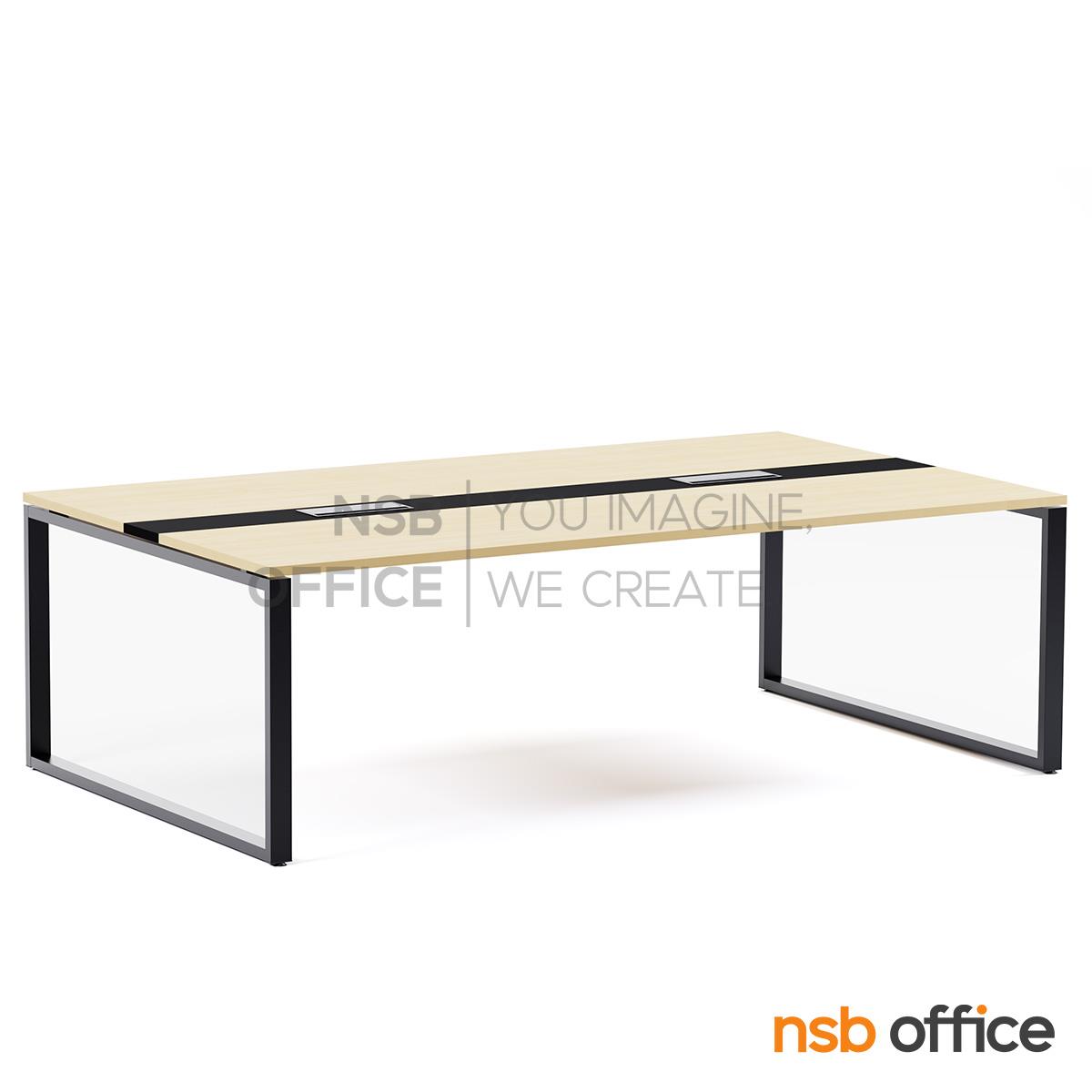 โต๊ะประชุมทรงสี่เหลี่ยม มีคาดกลาง รุ่น Xyren (ไซเรน) พร้อมป็อบอัพ รุ่น A24A047-2 ขาเหล็กเหลี่ยม