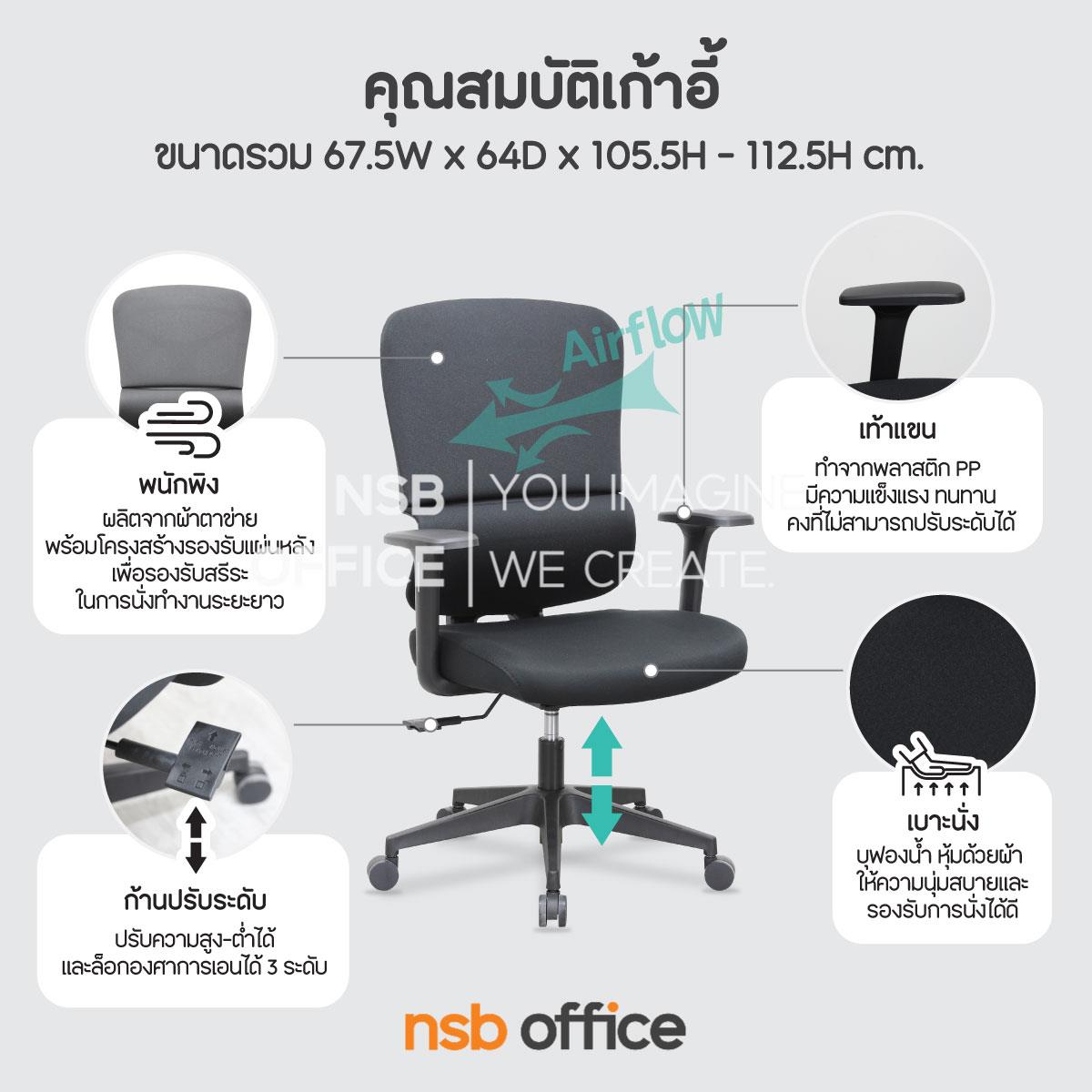 เก้าอี้สำนักงานหลังเน็ต รุ่น Russell (รัสเซลล์)   โช้คแก๊ส ก้อนโยก ขาพลาสติก