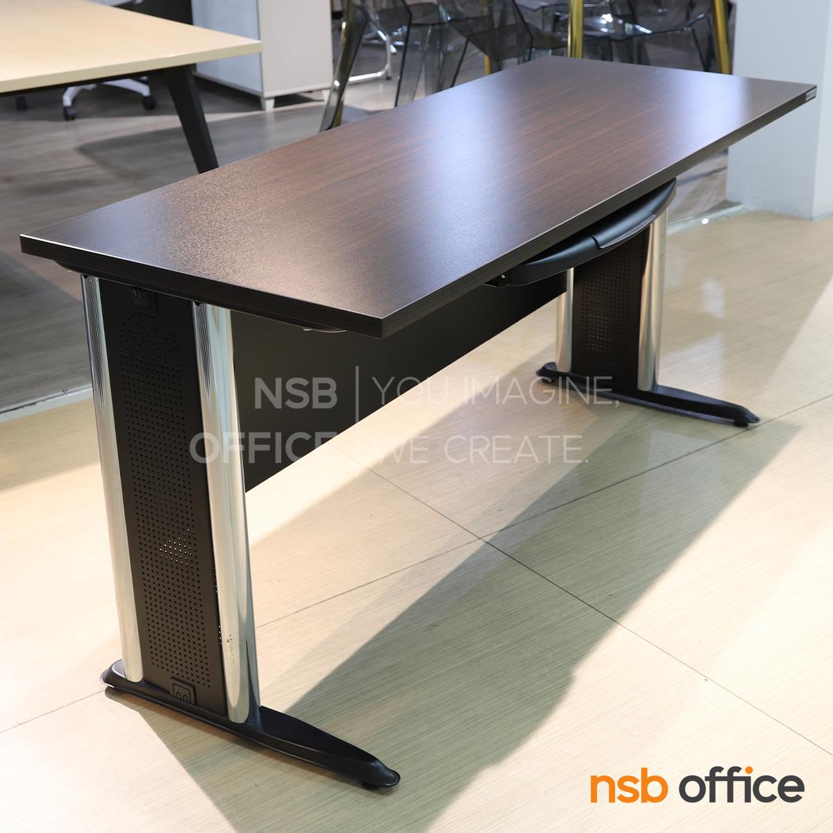 โต๊ะทำงานพร้อมรางคีย์บอร์ด รุ่น Galena (กาเลน่า) ขนาด 150W cm.  บังตาไม้ ขาเหล็กตัวแอล