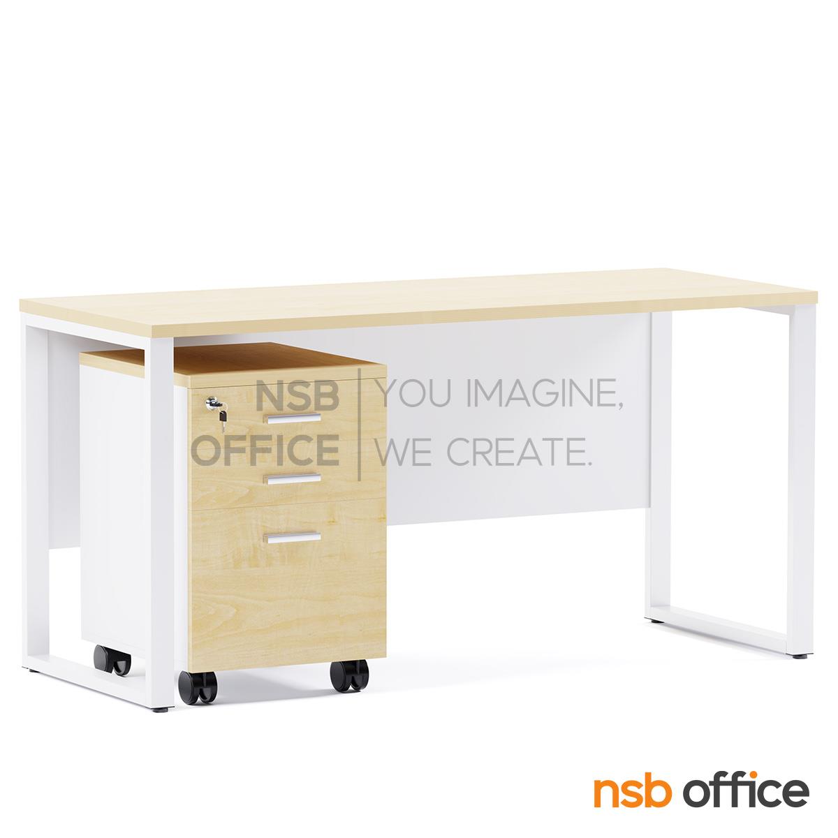 โต๊ะทำงานขาเหล็ก รุ่น Hendrix (เฮนดริค)  บังตาไม้ พร้อมตู้ลิ้นชักล้อเลื่อน