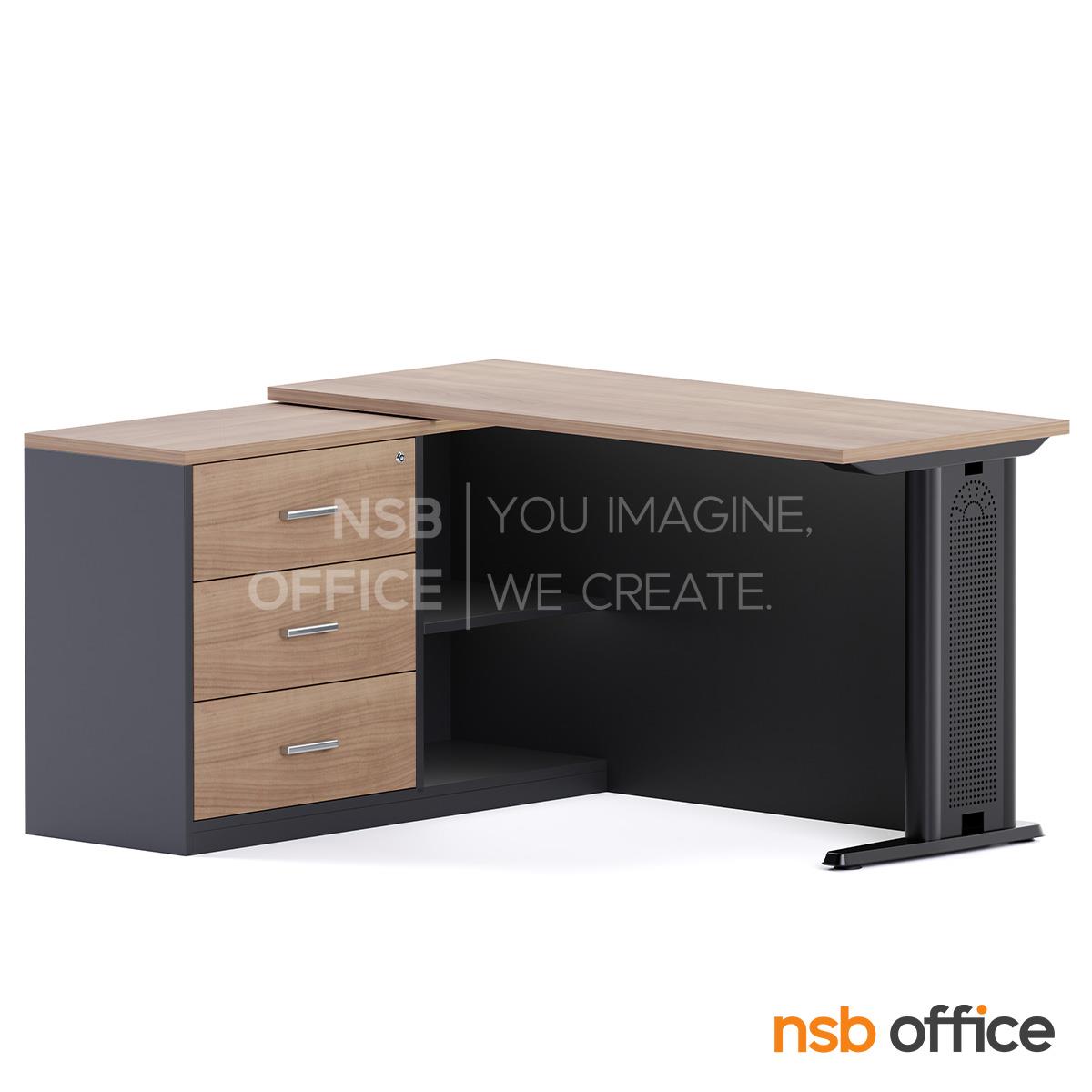 โต๊ะทำงานตัวแอล รุ่น Merson (เมอร์สัน) ขนาด 140W cm. พร้อมตู้อเนกประสงค์ข้าง เมลามีน