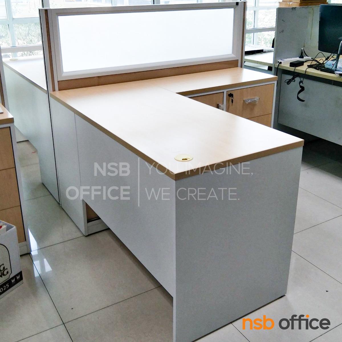 โต๊ะทำงานตัวแอล 3 ลิ้นชัก 2 บานเลื่อน รุ่น All-new (ออนิว)  