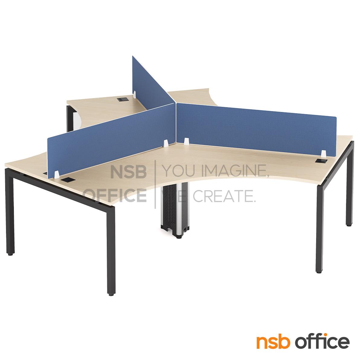 โต๊ะทำงาน 3 ที่นั่ง รุ่น Grandfine (แกรนด์ไฟน์)  พร้อมมินิสกรีน ขาเหล็ก