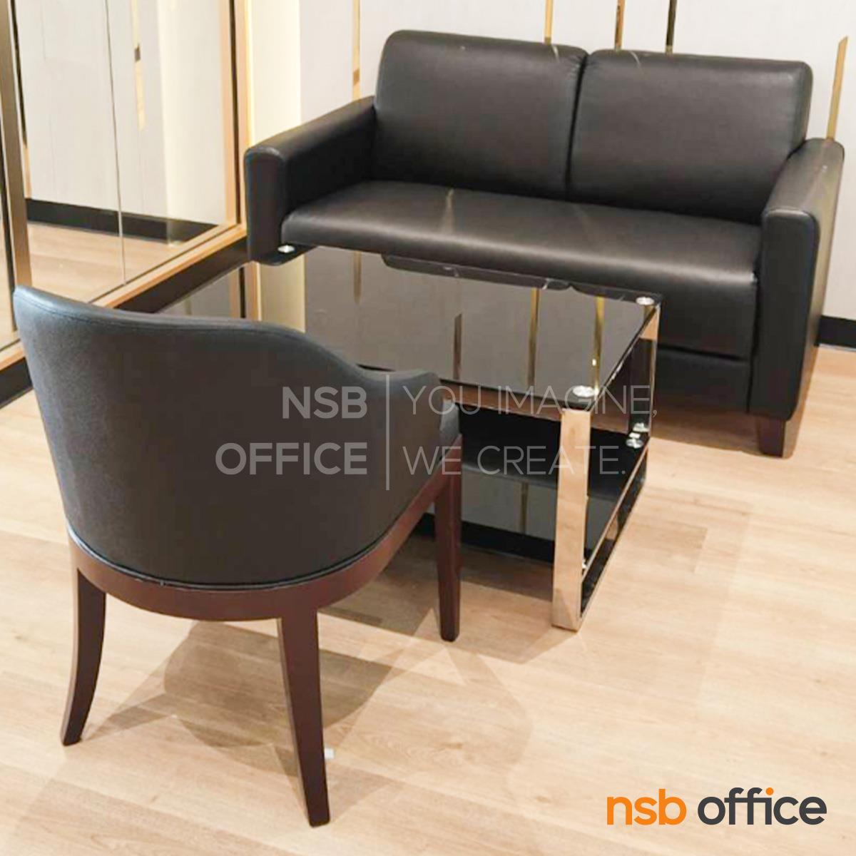 โต๊ะกลางกระจกนิรภัยสีดำ รุ่น Zorvyn (ซอร์วิน) ขนาด 90W cm.  โครงขาสแตนเลส