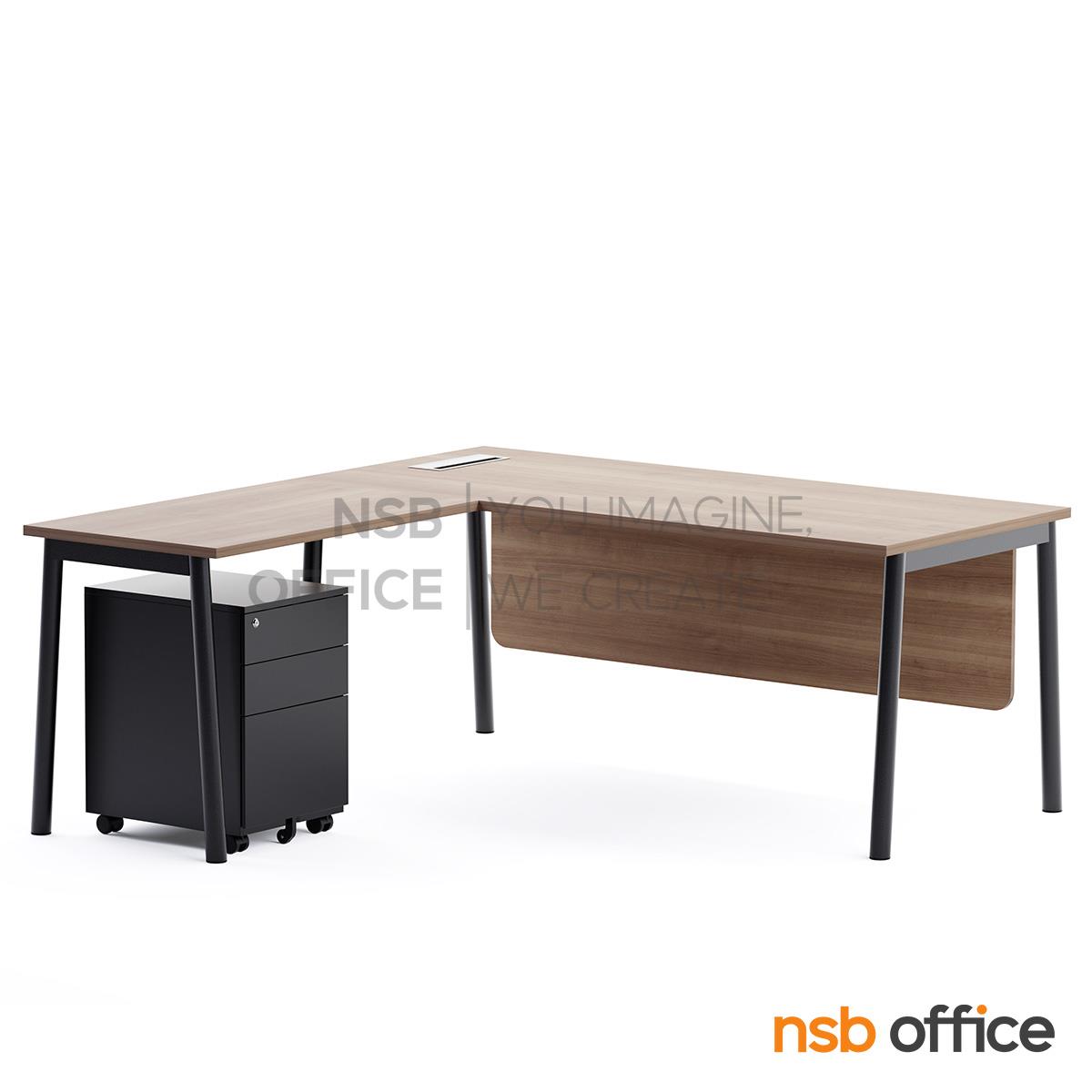 โต๊ะผู้บริหารตัวแอล รุ่น Arcania (อาร์เคเนีย) ขนาด 180W cm. พร้อมตู้ลิ้นชักล้อเลื่อน และกล่องไฟ A24A047-1