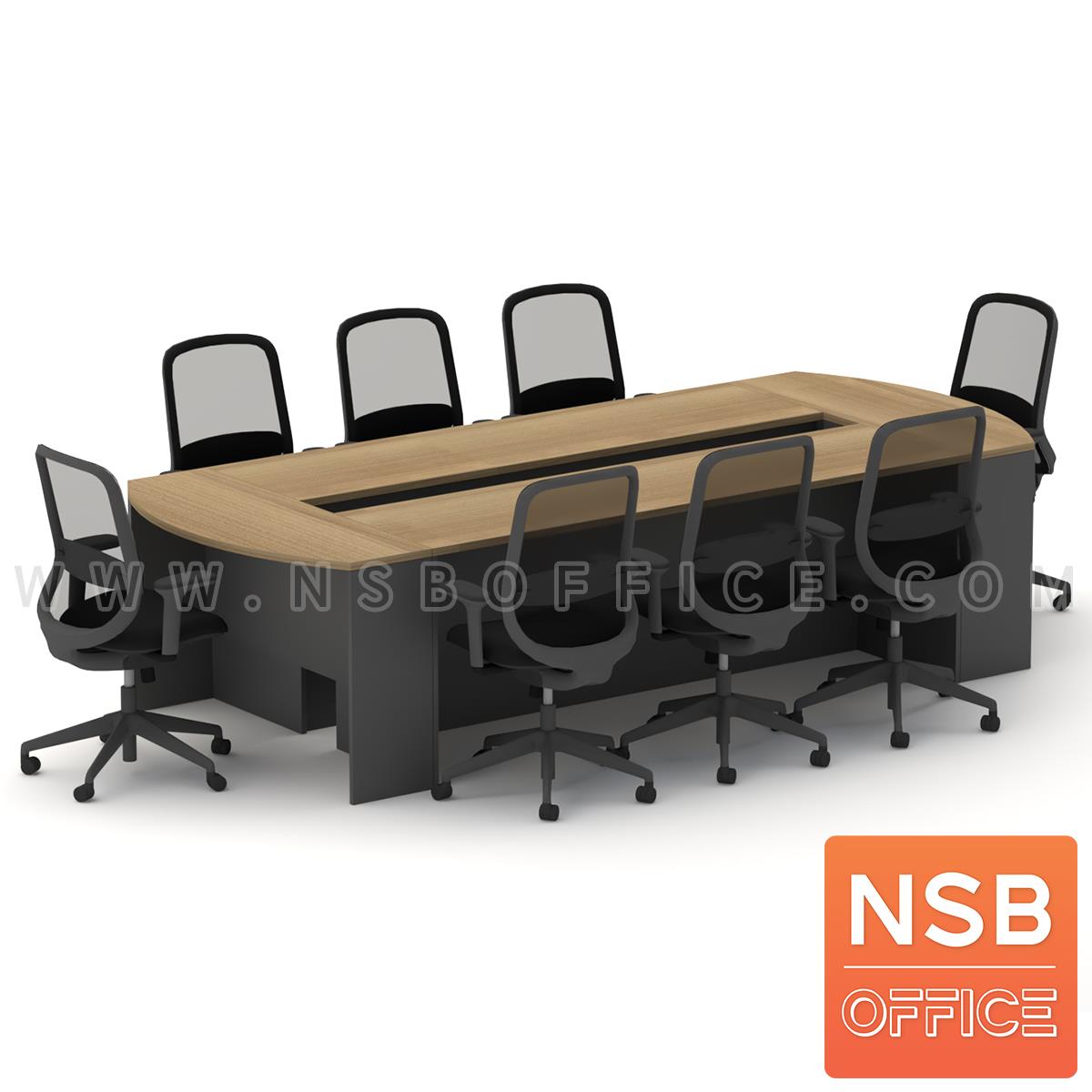 โครงขาโต๊ะผลิตจากไม้ มีความแข็งแรง ทนทาน โต๊ะประชุมสี่เหลี่ยมหัวโค้ง