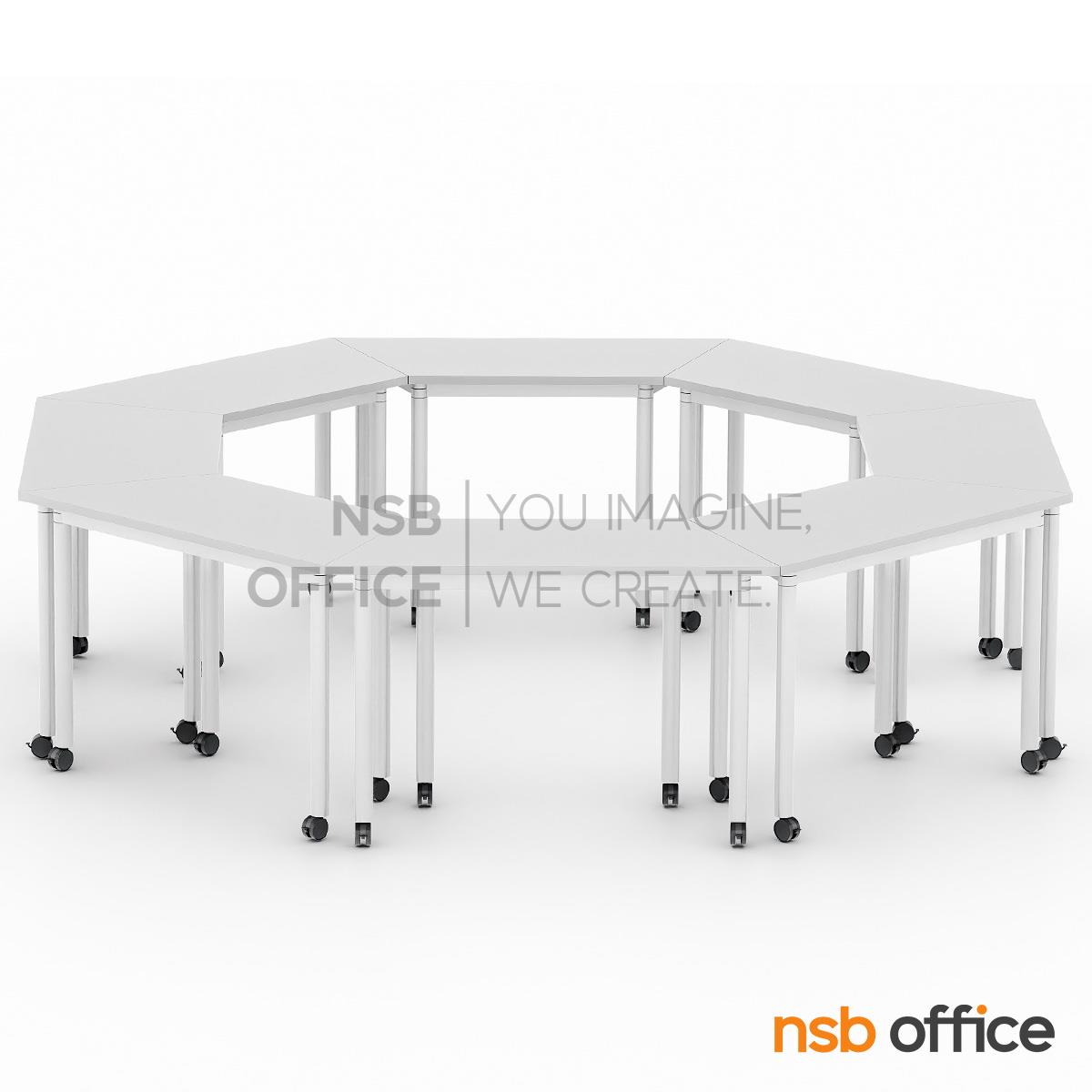 โต๊ะเรียนกิจกรรมทรงคางหมู รุ่น Octal 105, 120, 140W cm ล้อเลื่อน (สำหรับกลุ่ม 8 คน)