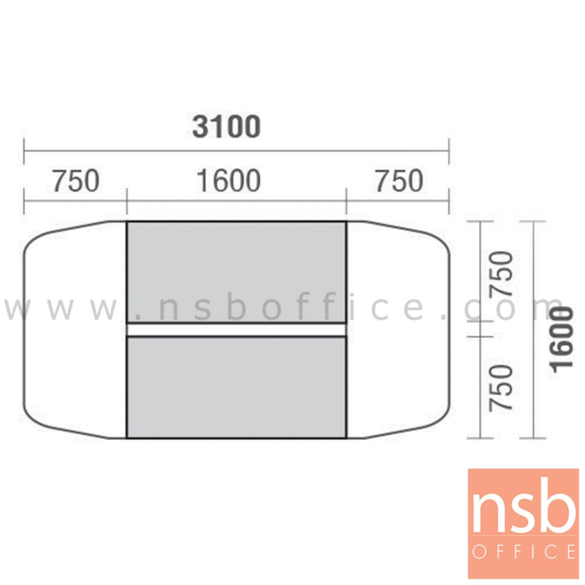 โต๊ะประชุมทรงเรือ รุ่น Salierno (ซาแลร์โน) ขนาด 310W, 470W, 630W cm. ขาเหล็กตัวแอล