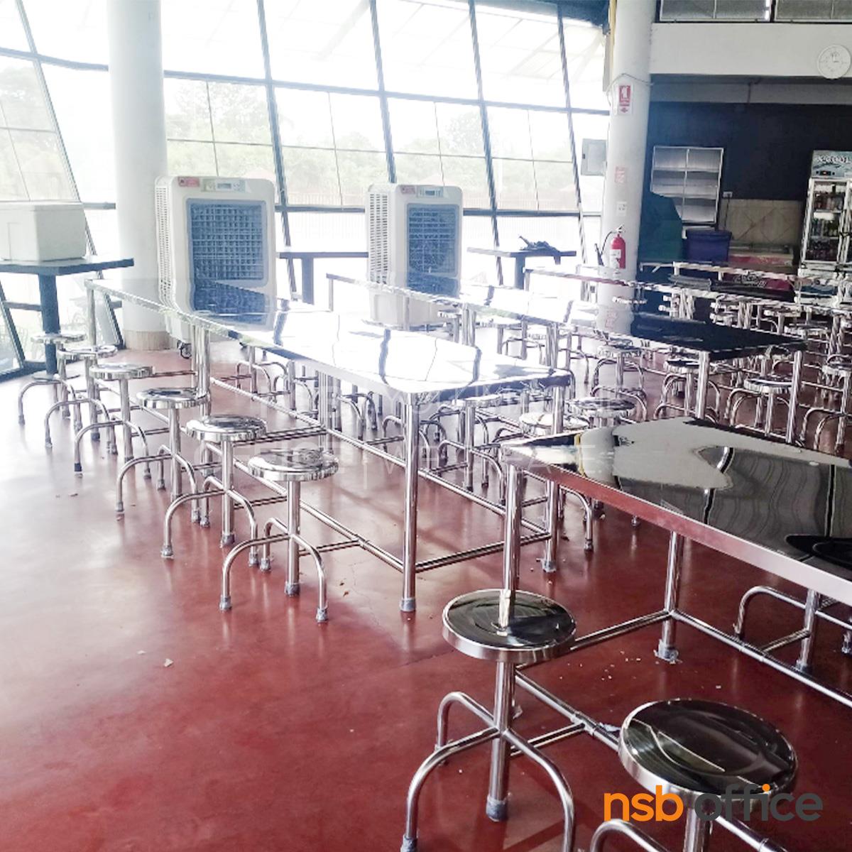 ชุดโต๊ะสแตนเลสและเก้าอี้สเตนแลสแบบกลม ขนาด 180 cm.  