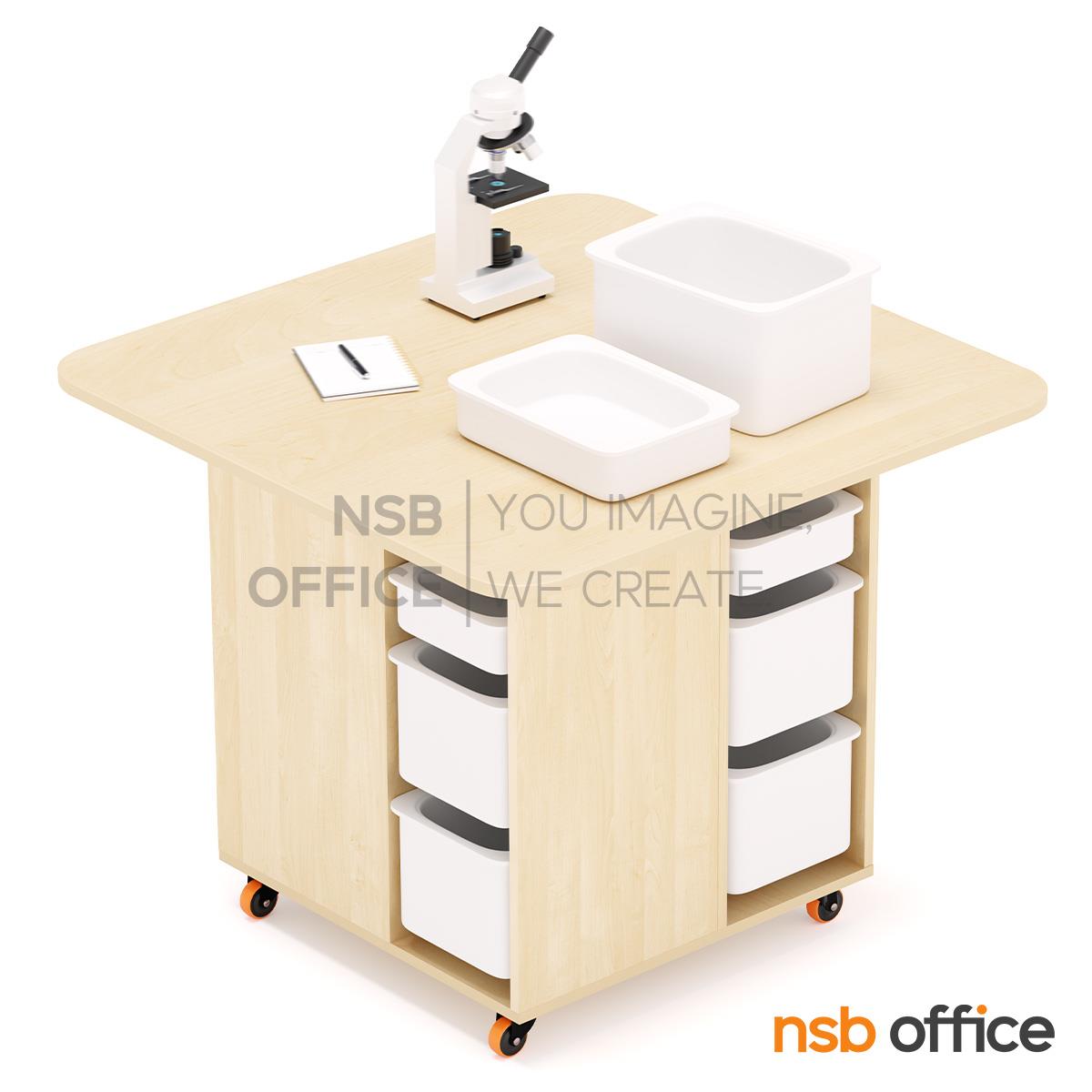 โต๊ะทดลอง STEM รุ่น Cornflower (คอร์นฟาวเวอร์) ขนาด 120W cm. ล้อเลื่อน