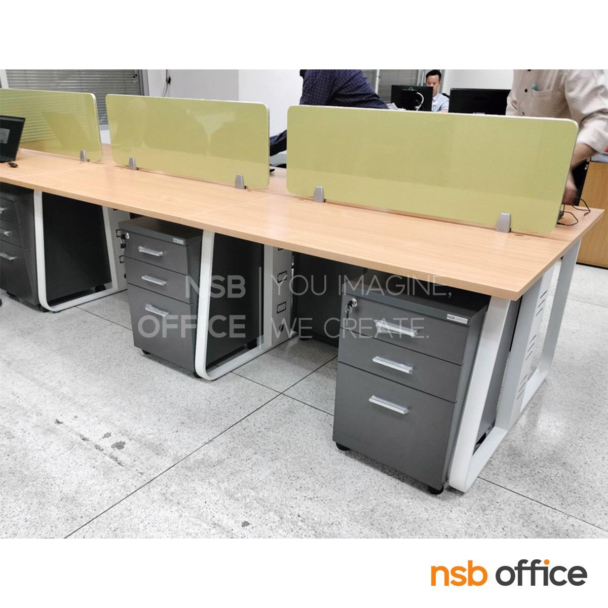 มินิสกรีนหุ้มผ้า รุ่น MN-038 สูง 36 cm พร้อมตัวจับอลูมิเนียมสีเทาเมทัลลิค แบบเจาะท็อปโต๊ะ