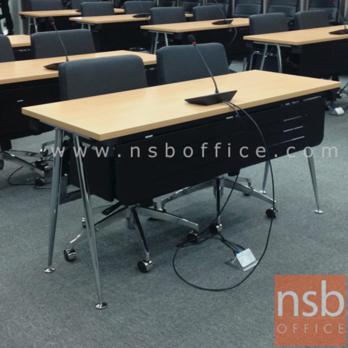 โต๊ะประชุมพับเก็บได้ รุ่น  Berline (เบอไลน์) ขนาด 150W, 180W*60D ,75D cm.  พร้อมบังโป๊เหล็ก ขาเหล็ก