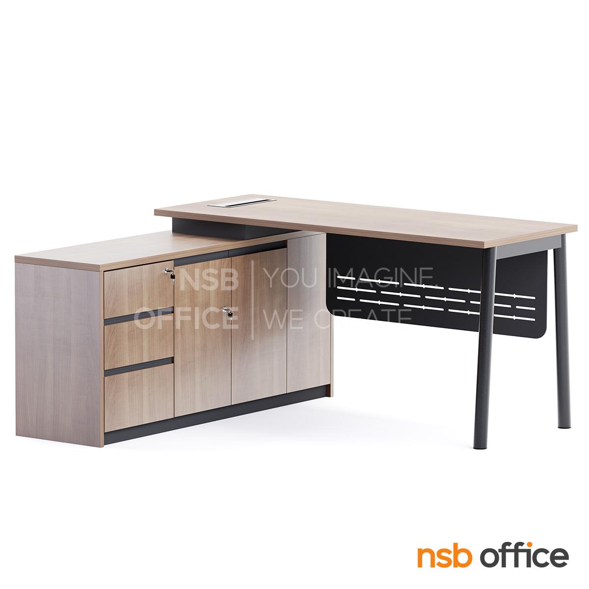 โต๊ะทำงานตัวแอล รุ่น Auriga (ออไรก้า) ขนาด 150W1*140W2 cm. ขาเหล็ก พร้อมป๊อปอัพ A24A047-1