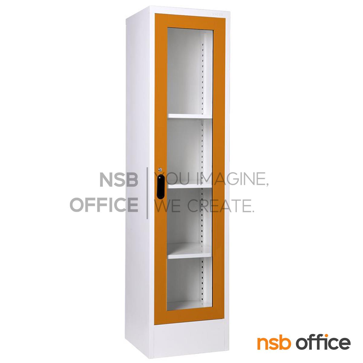 E24A002:ตู้เหล็กอเนกประสงค์ 1 บานเปิดกระจกสูง 4 ช่อง ( 44W*40.7D*176H cm) รุ่น LT-004   