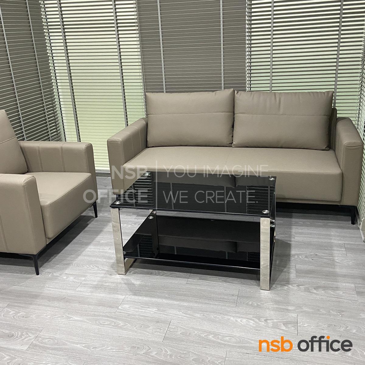 โต๊ะกลางกระจกนิรภัยสีดำ รุ่น Zorvyn (ซอร์วิน) ขนาด 90W cm.  โครงขาสแตนเลส