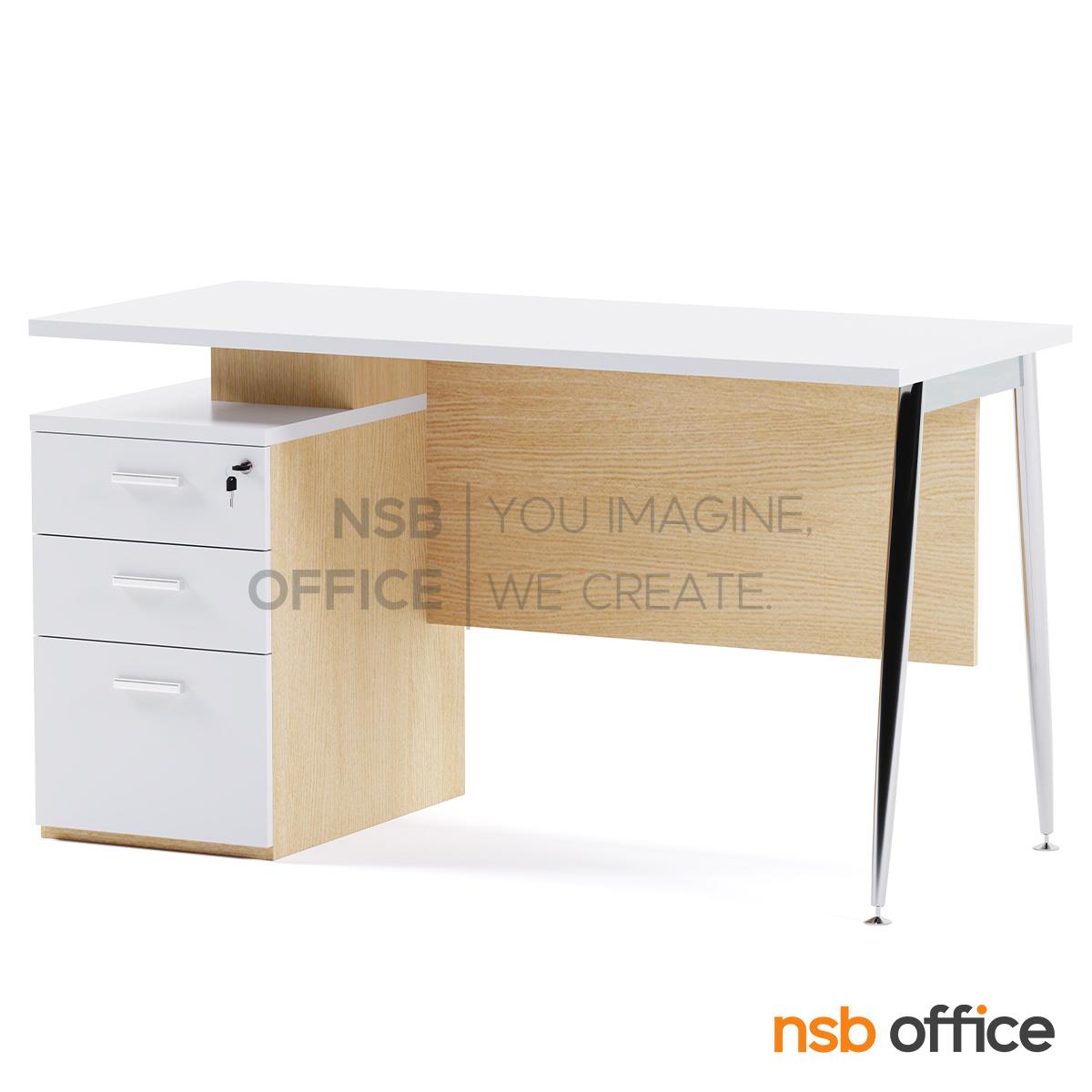 โต๊ะทำงาน 3 ลิ้นชัก รุ่น Emerson (เอเมอร์สัน) ขนาด 120W, 150W cm. บังตาไม้ ขาเหล็ก