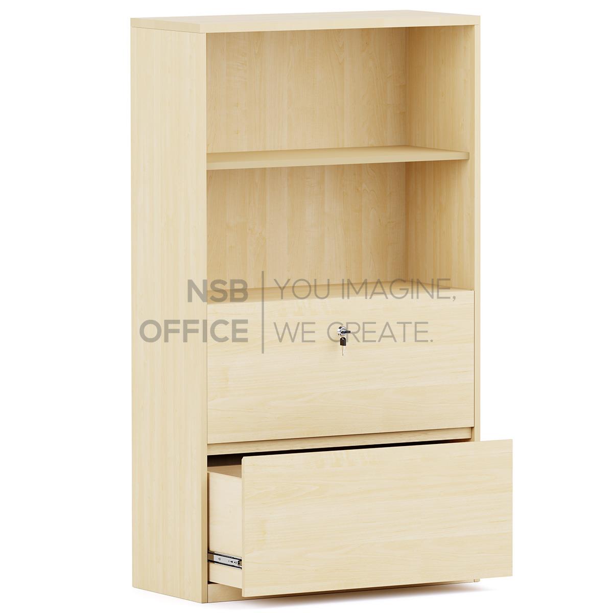 ตู้เอกสาร บนโล่ง ล่างลิ้นชักแฟ้มแขวน รุ่น EP-010 สูง 160 cm. เมลามีน บานเพ่ 