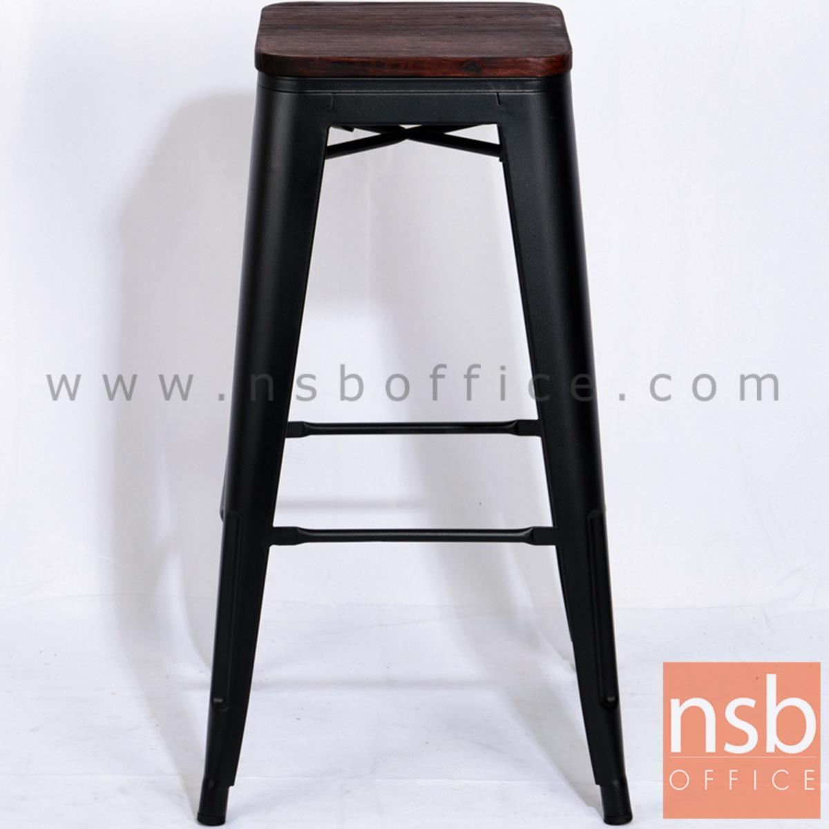 B18A039:เก้าอี้บาร์สูงเรโทรไม้ รุ่น Marcille (มาร์ซิล) ขนาด 31W cm. โครงขาเหล็กอบสี