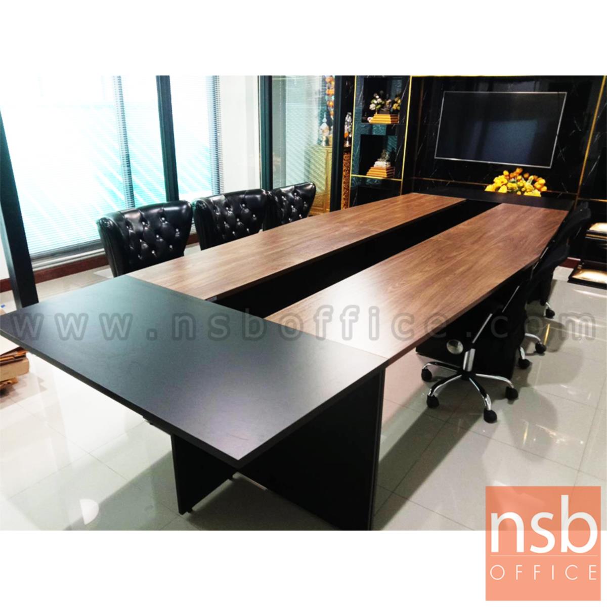 A05A203:โต๊ะประชุม รุ่น BADEN (บาเด็น) 8 ,10 ที่นั่ง ขนาด 420W ,480W cm. เมลามีน สีดำ-มอคค่าวอลนัท