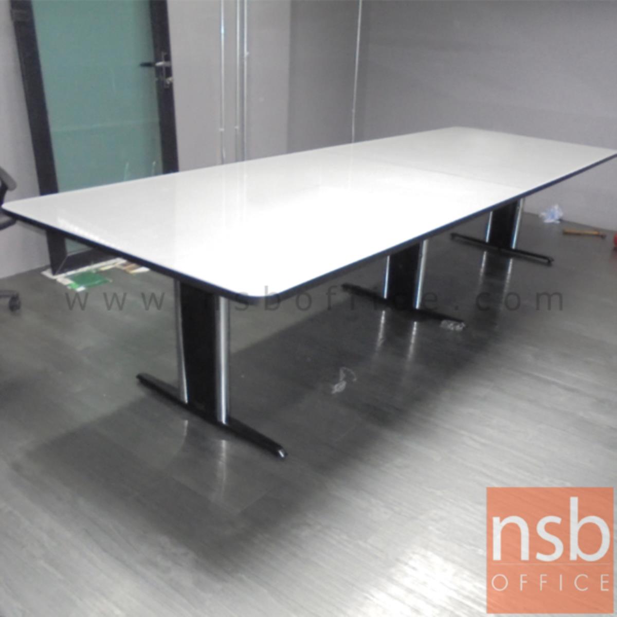 โต๊ะประชุมทรงสี่เหลี่ยม  ขนาด 300W, 360W, 400W, 480W cm. ระบบคานเหล็ก ขาเหล็กตัวไอ