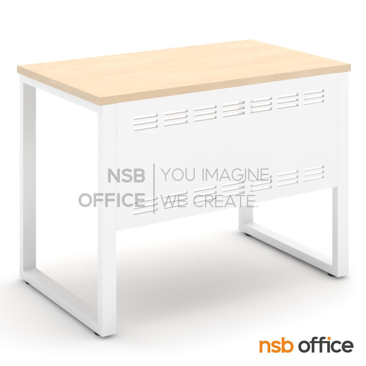 โต๊ะทำงานหน้าไม้ยางพารา รุ่น Auralex (ออราเล็กซ์) ขนาด 80W , 120W cm. ขาเหล็กสีขาว