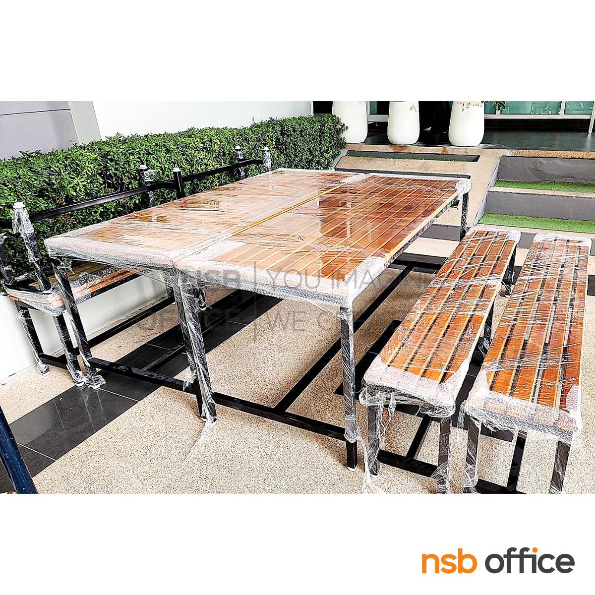 ชุดโต๊ะและเก้าอี้รับประทานอาหารไม้ยางพาราทำสีสักทอง  ขนาด 120W,150W,180W cm.  พร้อมเก้าอี้ 