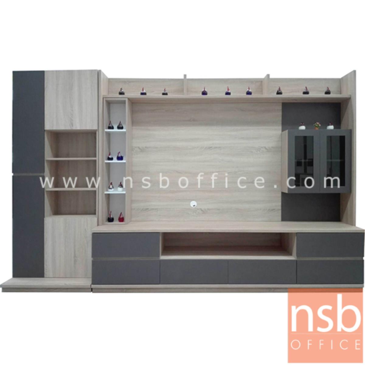 C08A036:ชุดตู้วางโทรทัศน์มีเดียไม้ MDF รุ่น DG-1573 ขนาดรวม 323W*200H cm. 