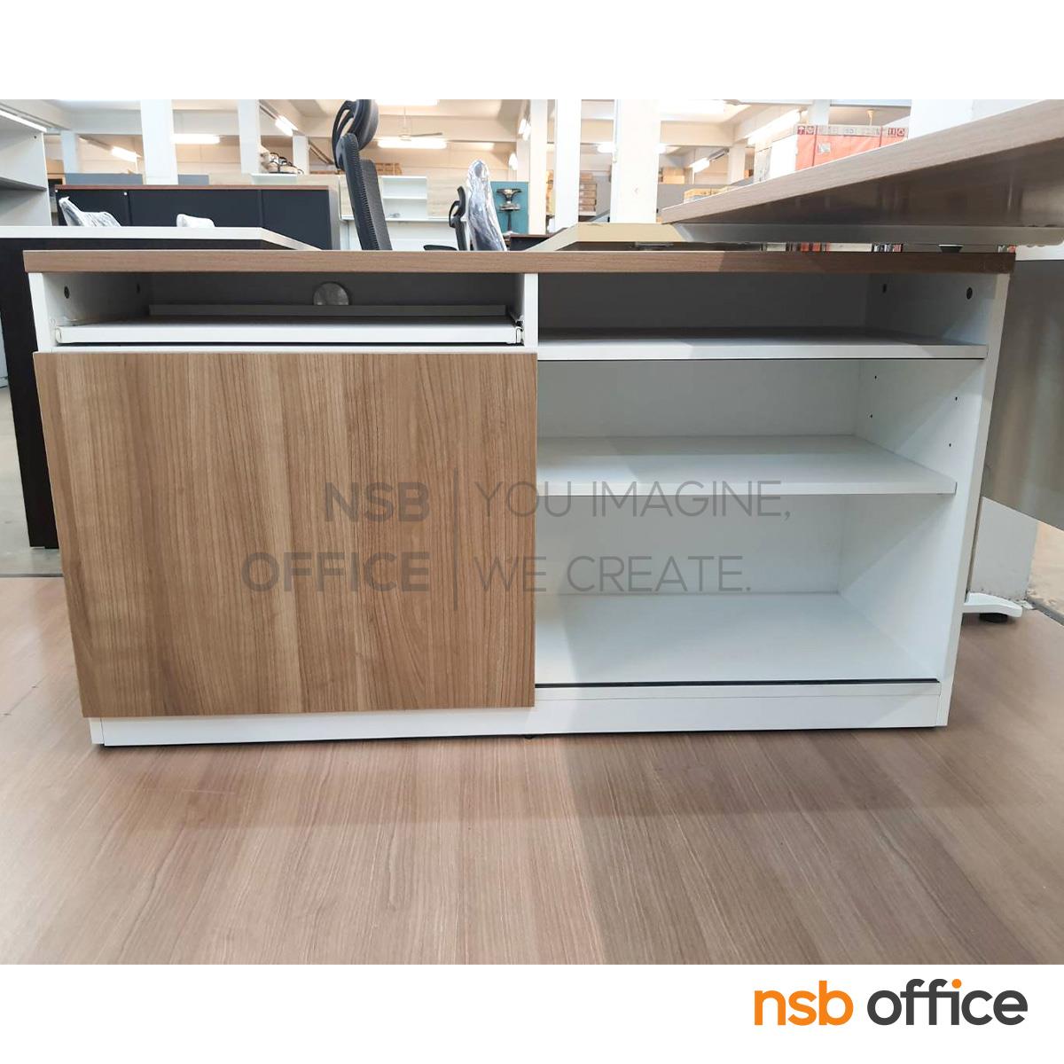 โต๊ะผู้บริหารตัวแอล  รุ่น MN-1820 ขนาด 180W cm. พร้อมลิ้นชักและตู้ข้าง ขาเหล็ก