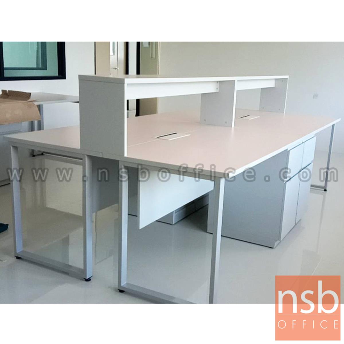 โต๊ะห้องแล็บ ท็อปลามิเนต HPL แบบมีชั้นต่อบน  พร้อมป๊อปอัพ กึ่งกลางโต๊ะ รุ่น A24A047-1 