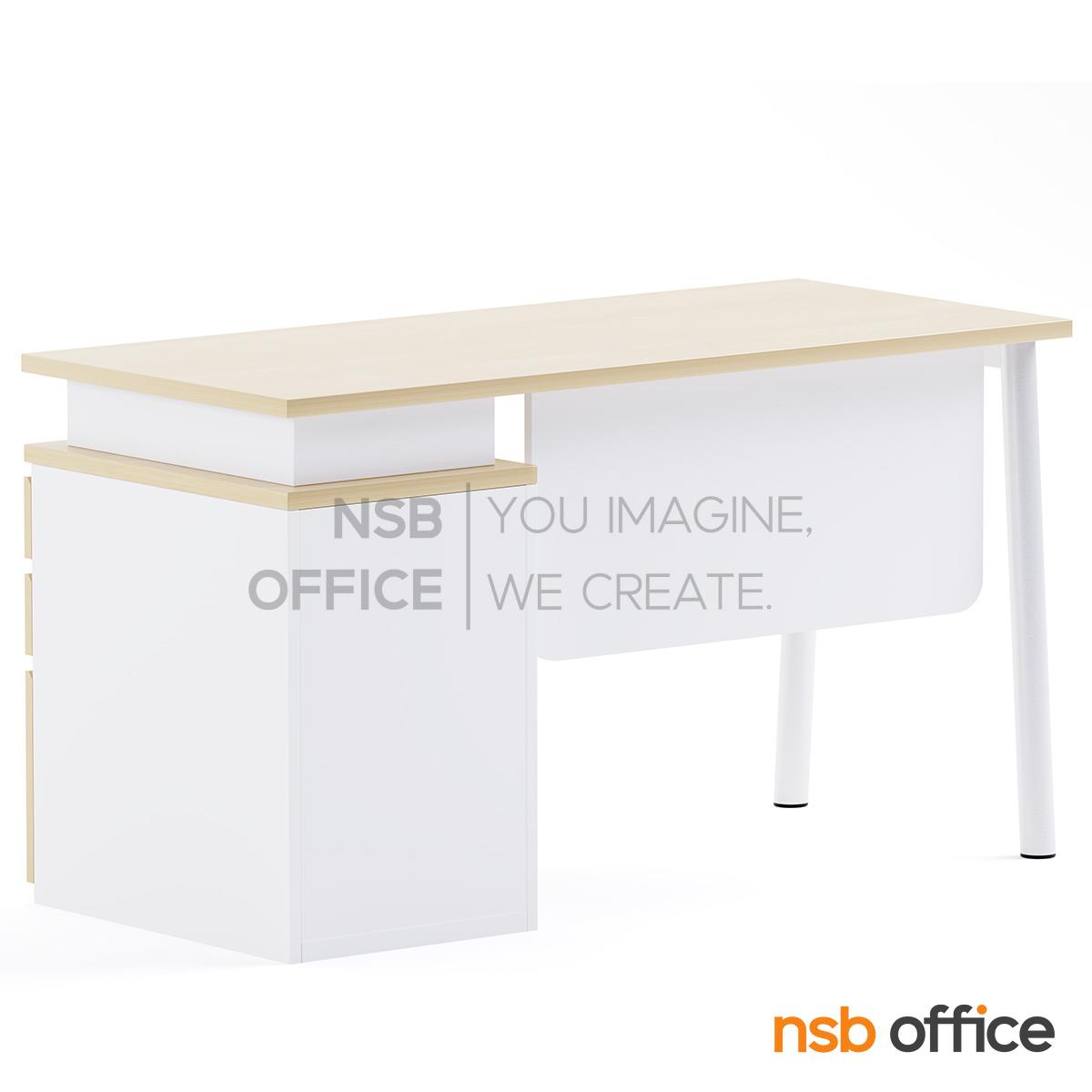 โต๊ะทำงาน 3 ลิ้นชัก รุ่น Aragorn (อารากอร์น) ขนาด 120W cm. บังตาไม้ ขาเหล็ก