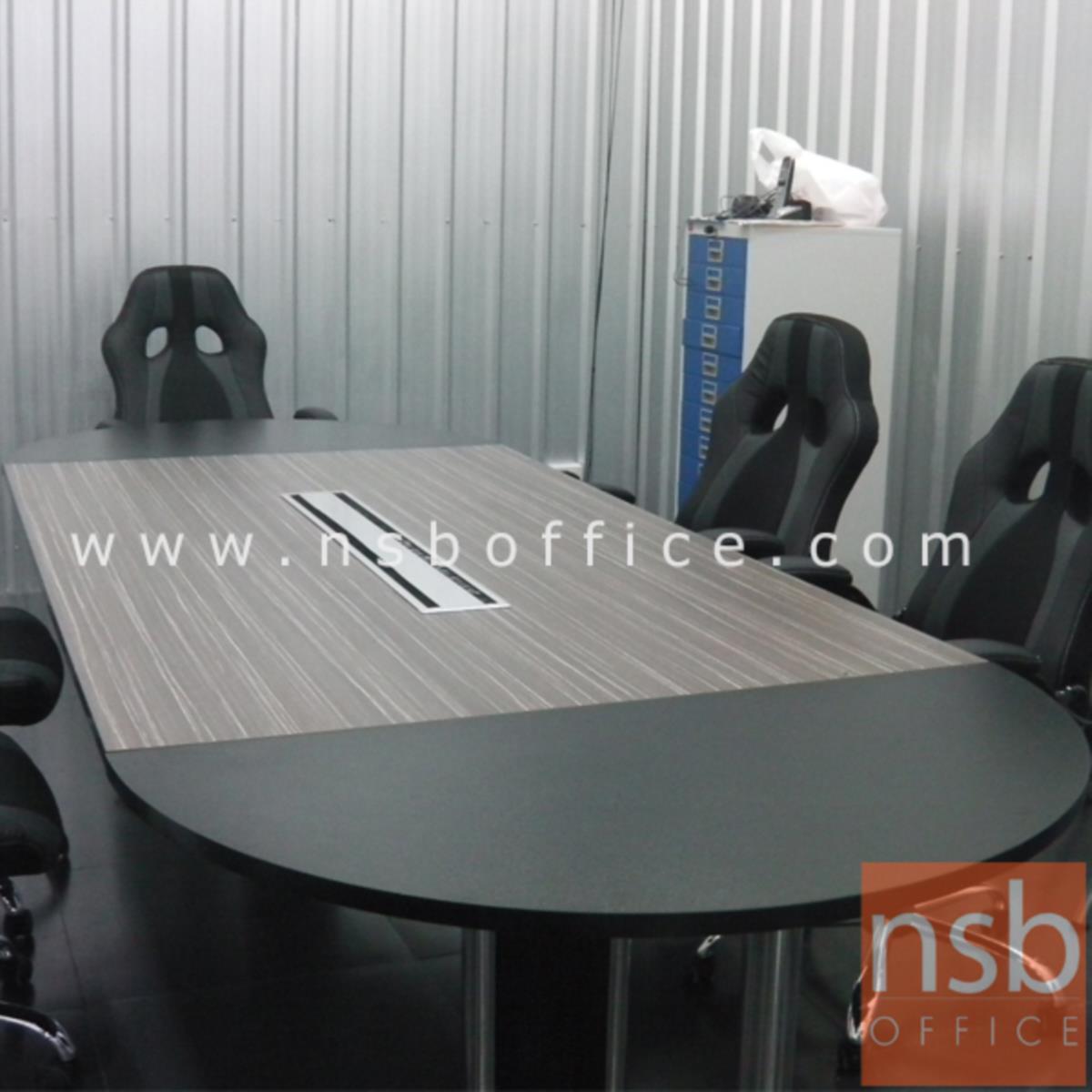 โต๊ะประชุมตรงต่อโต๊ะเข้ามุมโค้ง   ขนาด 320W cm. พร้อมรางไฟตรงกลาง A24A006-5 ขาเหล็ก
