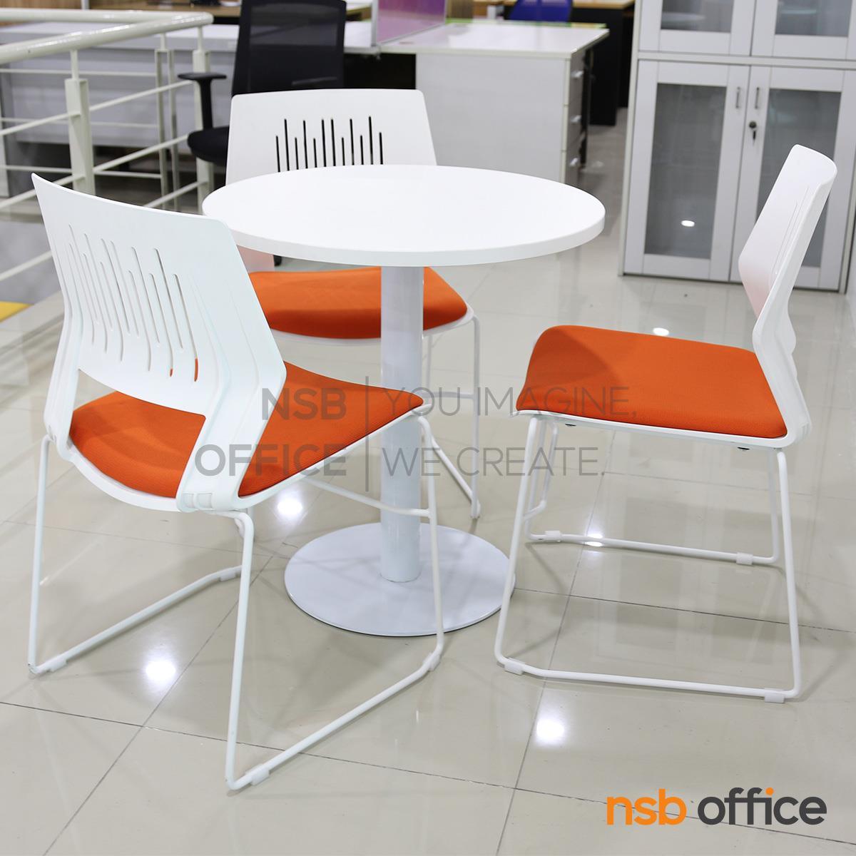 ชุดโต๊ะหน้าท็อปเมลามีน 3 ที่นั่ง  รุ่น Baldum (บัลดัม) ขนาด 70Di cm.  พร้อมเก้าอี้โพลี