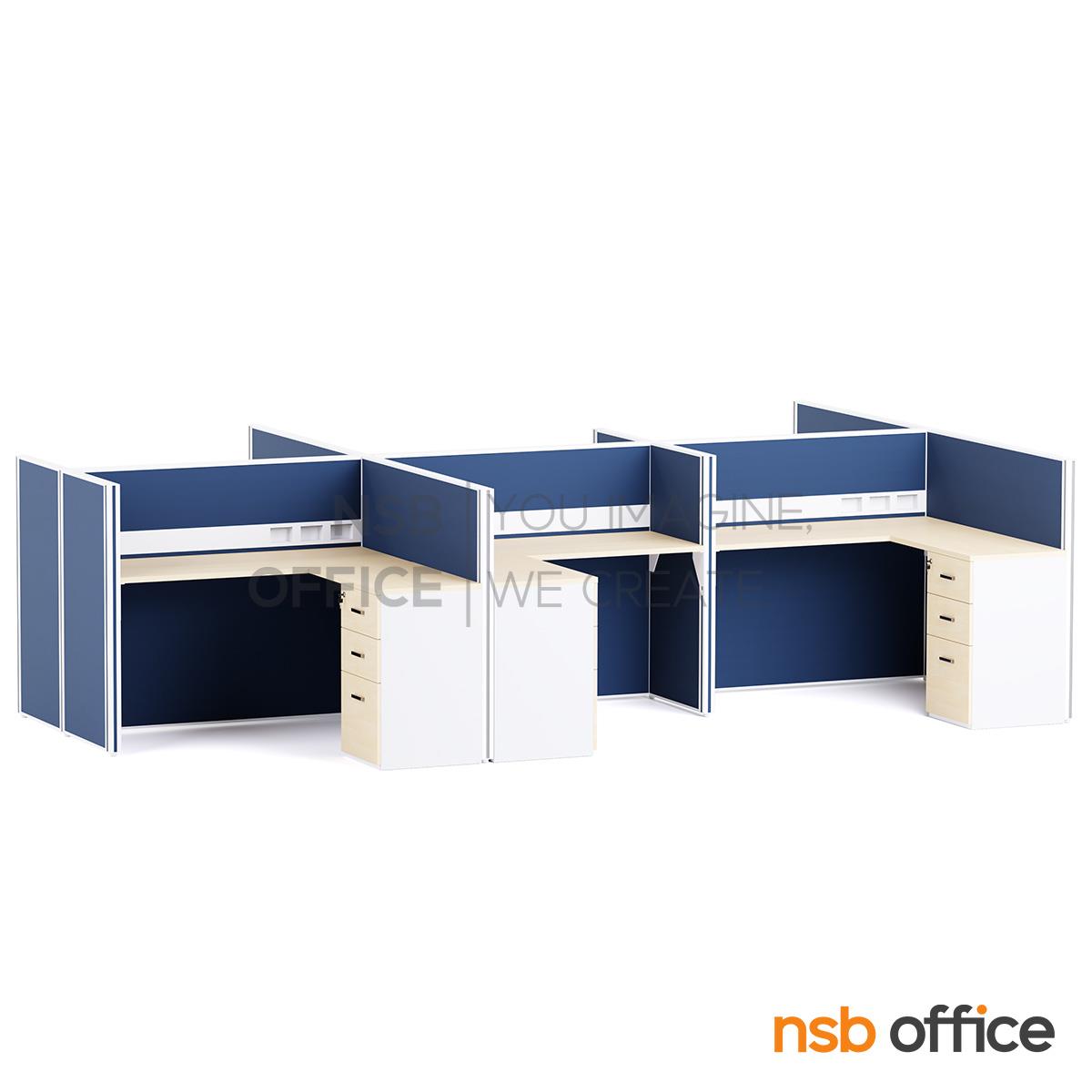 โต๊ะทำงานกลุ่มตัวแอล รุ่น Vignette (วิกเน็ต) 4, 6 และ 8 ที่นั่ง พร้อมพาร์ทิชั่นทึบ รางไฟตรงกลาง