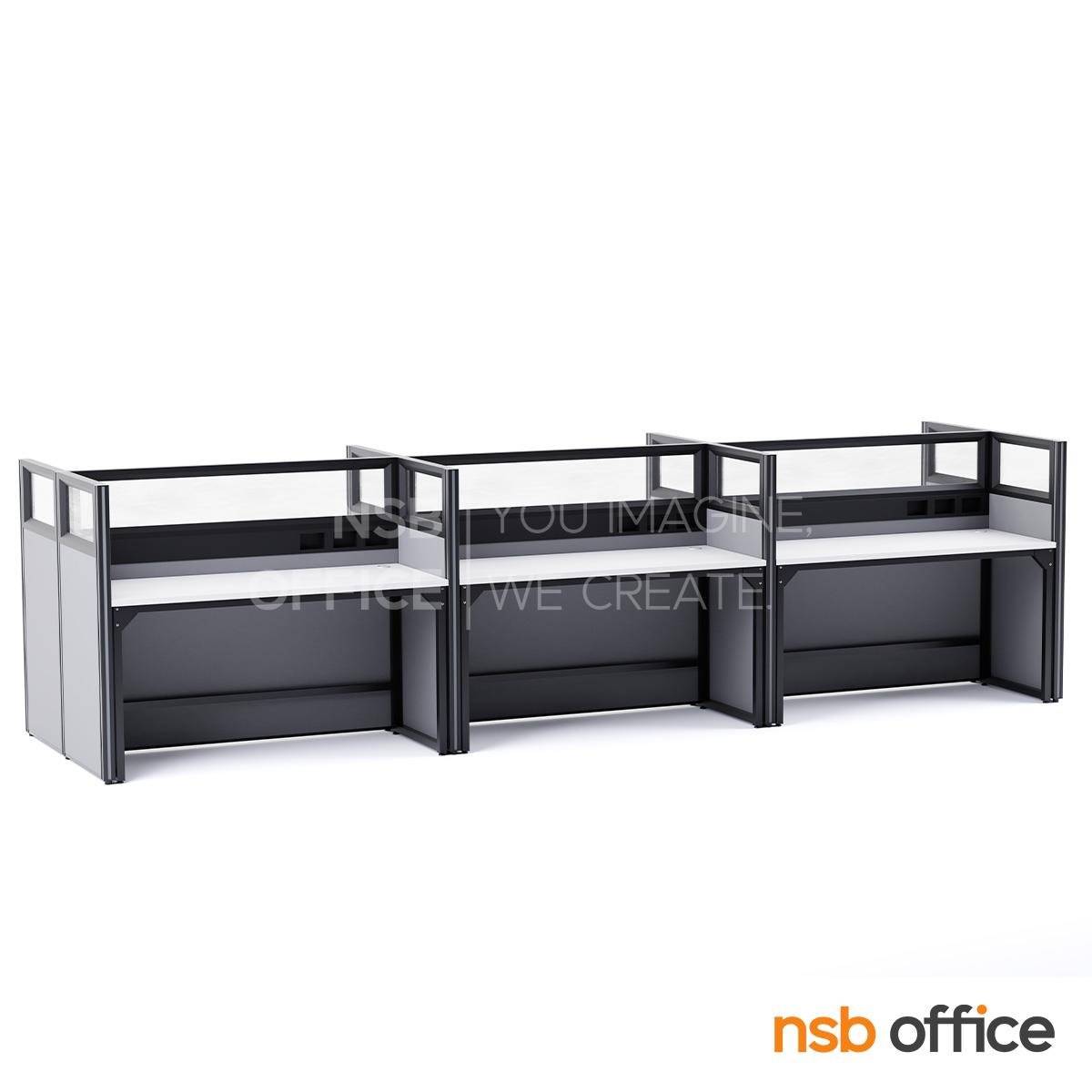 โต๊ะทำงานกลุ่ม รุ่น Lavencia (ลาเวนเซีย) 4, 6 และ 8 ที่นั่ง พร้อมพาร์ทิชั่นกระจกใส รางไฟตรงกลาง