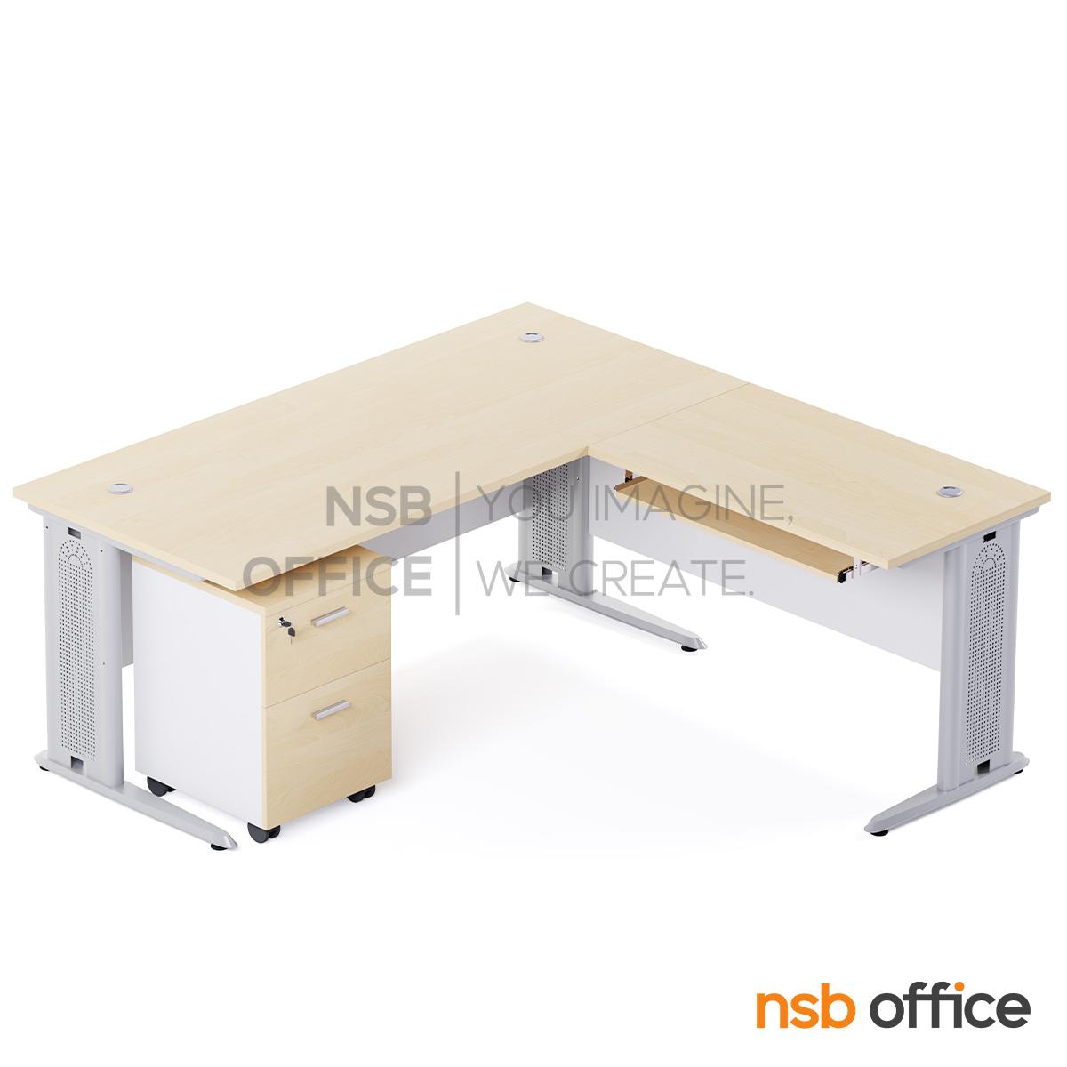โต๊ะทำงานตัวแอล  รุ่น Gento (เก็นโต้) ขนาด 180W1*180W2 cm. ขาเหล็ก