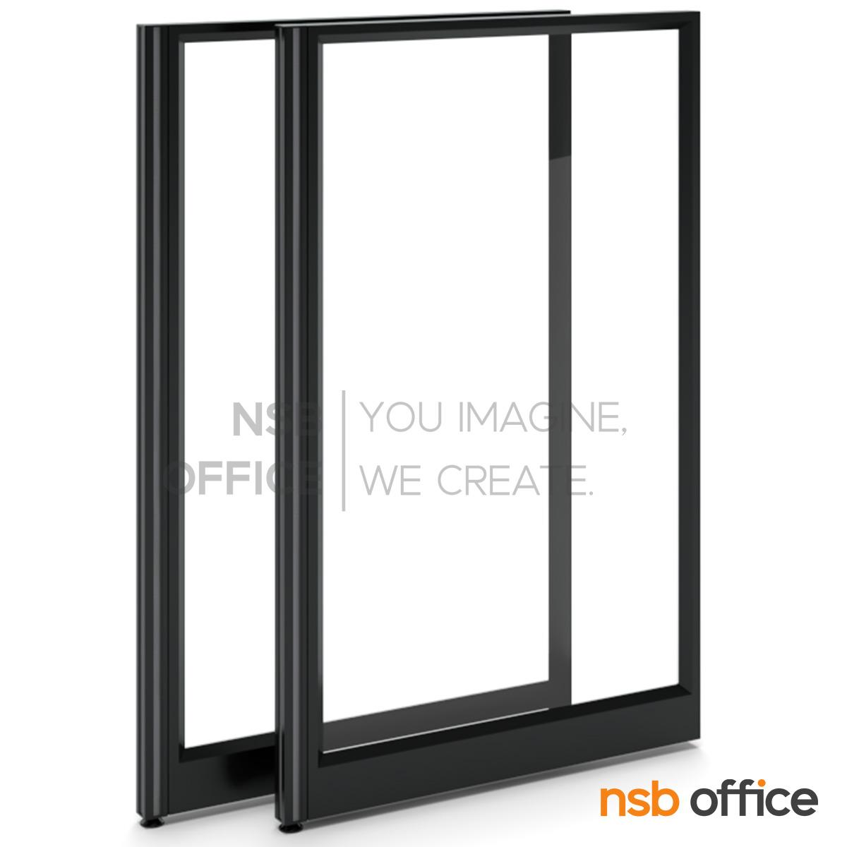 พาร์ทิชั่นแบบกระจกใสล้วนทั้งแผง P-01 NSB สูง 160 ซม. พร้อมเสาเริ่ม มีกล่องร้อยสายไฟ