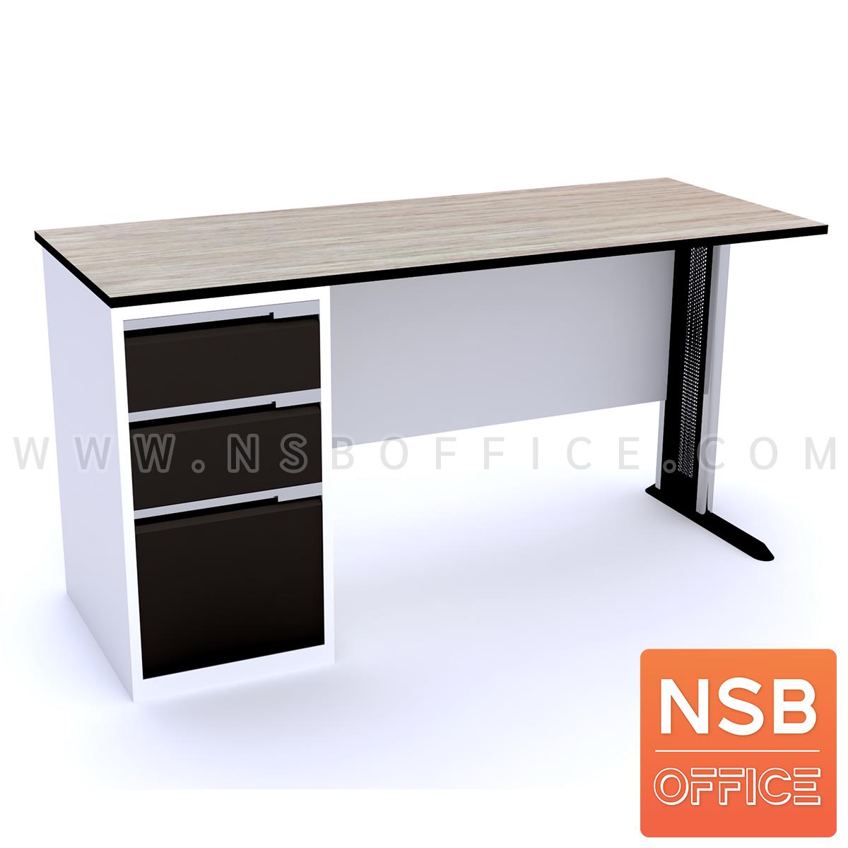 A18A050:โต๊ะทำงาน 3 ลิ้นชัก มีบังโป๊  ขนาด 120W ,135W ,150W ,180W cm. ขาเหล็ก