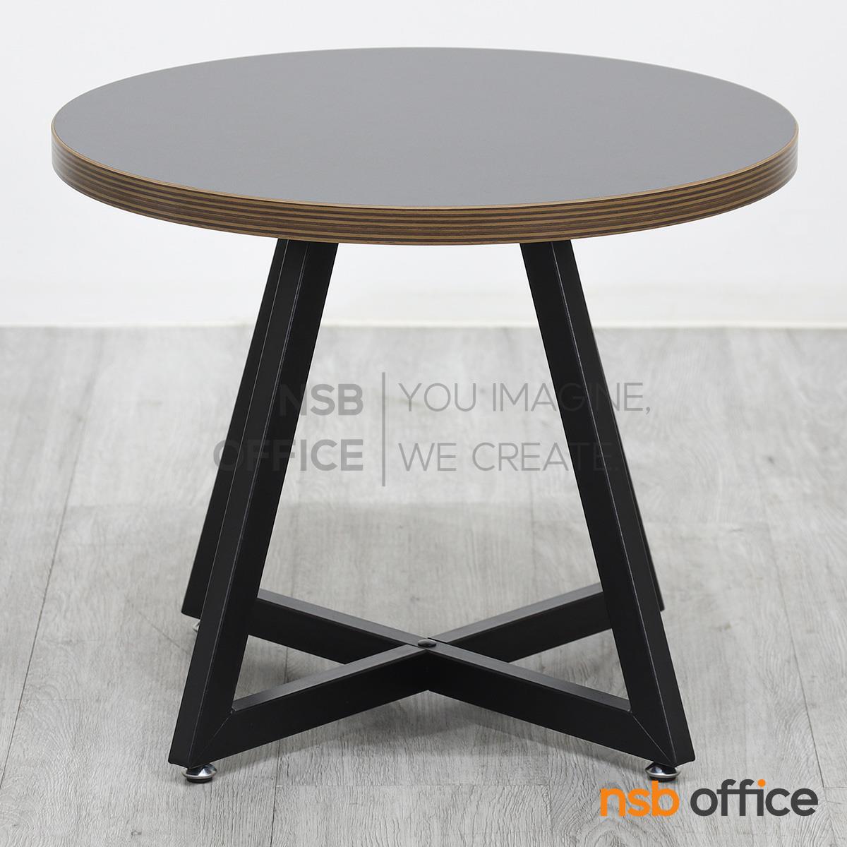 โต๊ะกลางหน้าไม้ รุ่น Agnes (แอกเนส) ขนาด 50Di cm.  ขาเหล็กพ่นสี