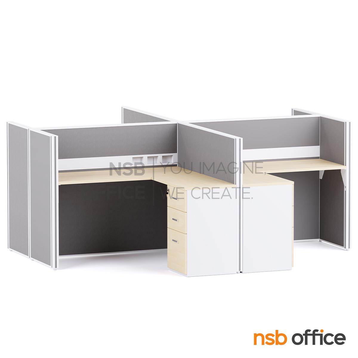 โต๊ะทำงานกลุ่มตัวแอล รุ่น Vignette (วิกเน็ต) 4, 6 และ 8 ที่นั่ง พร้อมพาร์ทิชั่นทึบ รางไฟตรงกลาง