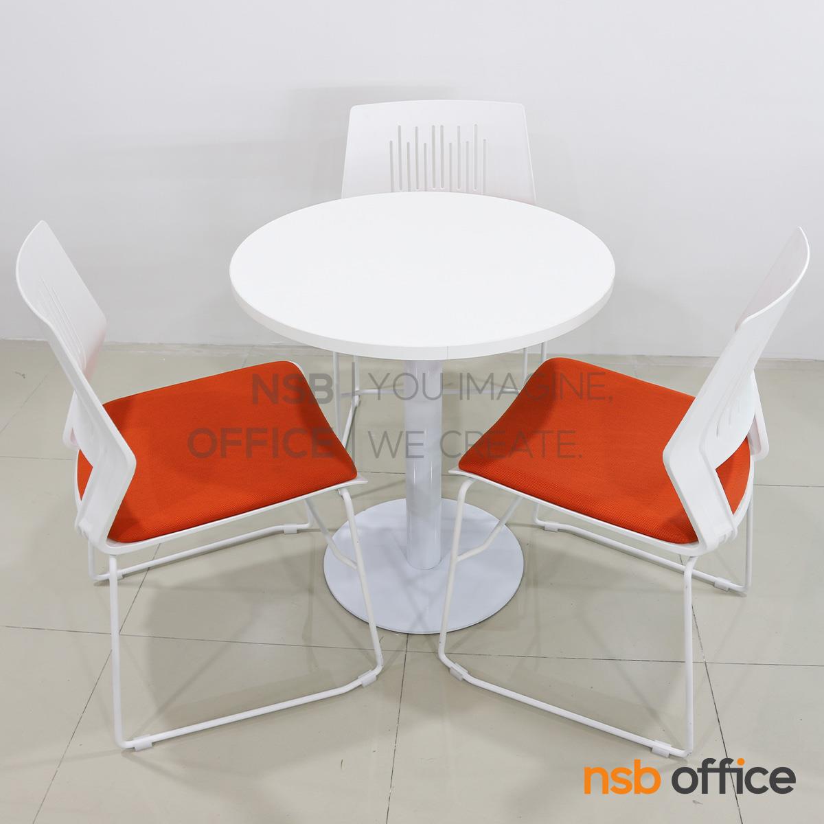 ชุดโต๊ะหน้าท็อปเมลามีน 3 ที่นั่ง  รุ่น Baldum (บัลดัม) ขนาด 70Di cm.  พร้อมเก้าอี้โพลี