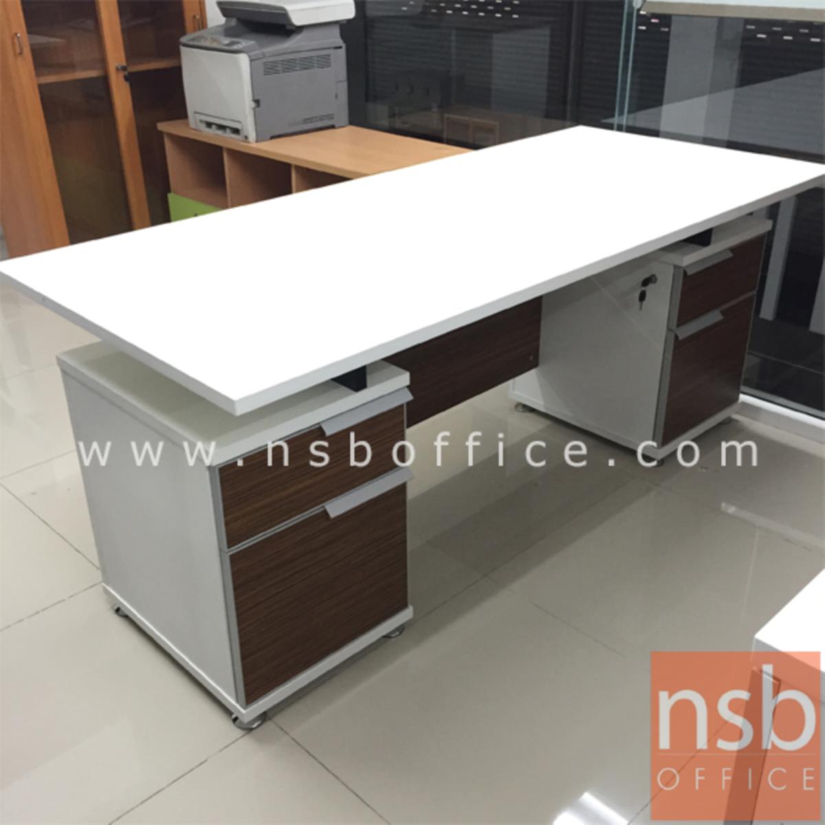โต๊ะทำงาน 4 ลิ้นชัก  รุ่น Flabix (แฟล์บิกซ์) ขนาด 180W cm.  สีซีบราโน่-ขาว