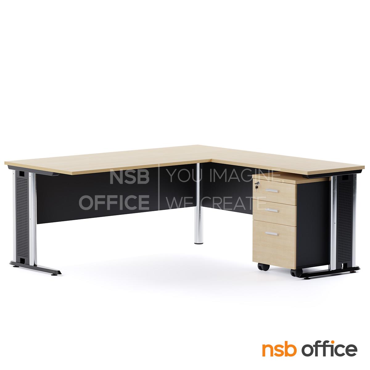 โต๊ะทำงานผู้บริหาร รุ่น Malbec (มาลเบค) ขนาด 180W1*180W2 พร้อม ตู้ 3 ลิ้นชักล้อเลื่อน