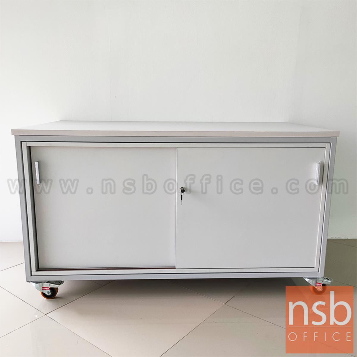 ตู้แลปเก็บอุปกรณ์ บานเลื่อน รุ่น Scenery (ซีนเนอรี่) top HPL ขนาด 150W*80D cm. ล้อเลื่อน