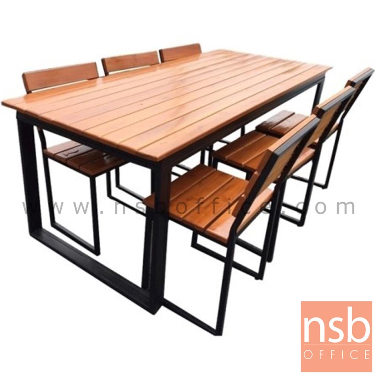 A17A089:ชุดโต๊ะและเก้าอี้กิจกรรมไม้ระแนงทำสีสัก รุ่น WASHINGTON (วอชิงตัน) ขนาด 90W ,150W cm. ขาโมเดิร์น  
