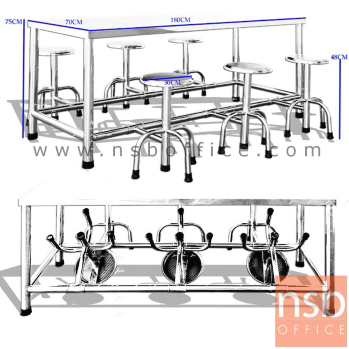 G12A188:ชุดโต๊ะสแตนเลสและเก้าอี้สเตนแลสแบบกลม ขนาด 180 cm.  