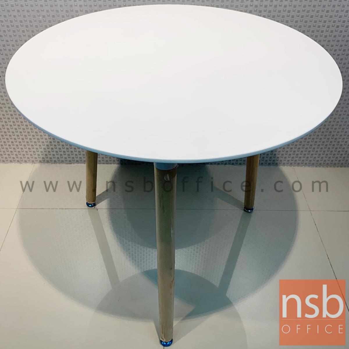 โต๊ะหน้าไม้ MDF รุ่น Shannon (แชนนอน) ขนาด 60W ,80Di cm. ขาไม้สีบีช