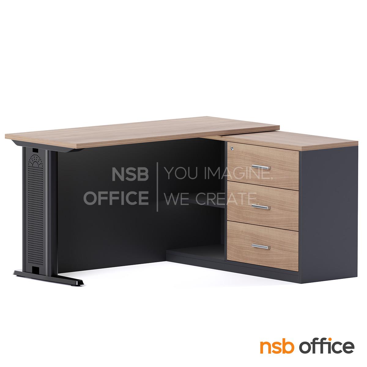 โต๊ะทำงานตัวแอล รุ่น Merson (เมอร์สัน) ขนาด 140W cm. พร้อมตู้อเนกประสงค์ข้าง เมลามีน