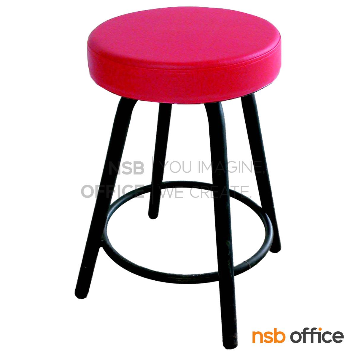 เก้าอี้สตูลกลมที่นั่งหุ้มหนังเทียม รุ่นเหล็กหนาพิเศษ ขนาด 36Di*45H cm. ขาเหล็ก 