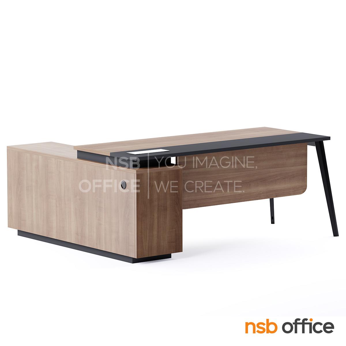 โต๊ะผู้บริหารตัวแอล รุ่น Lisianthus (ไลเซนทัส) ขนาด 180W cm.  บังตาไม้ ขาเหล็ก