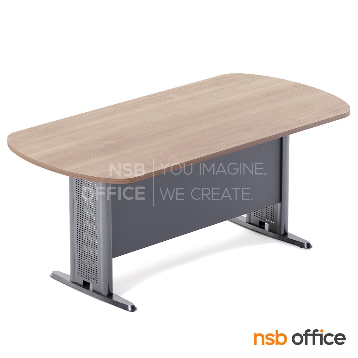 โต๊ะประชุมทรงเหลี่ยมหัวโค้ง  180W, 200W, 240W cm. ระบบคานไม้ ขาเหล็กตัวที